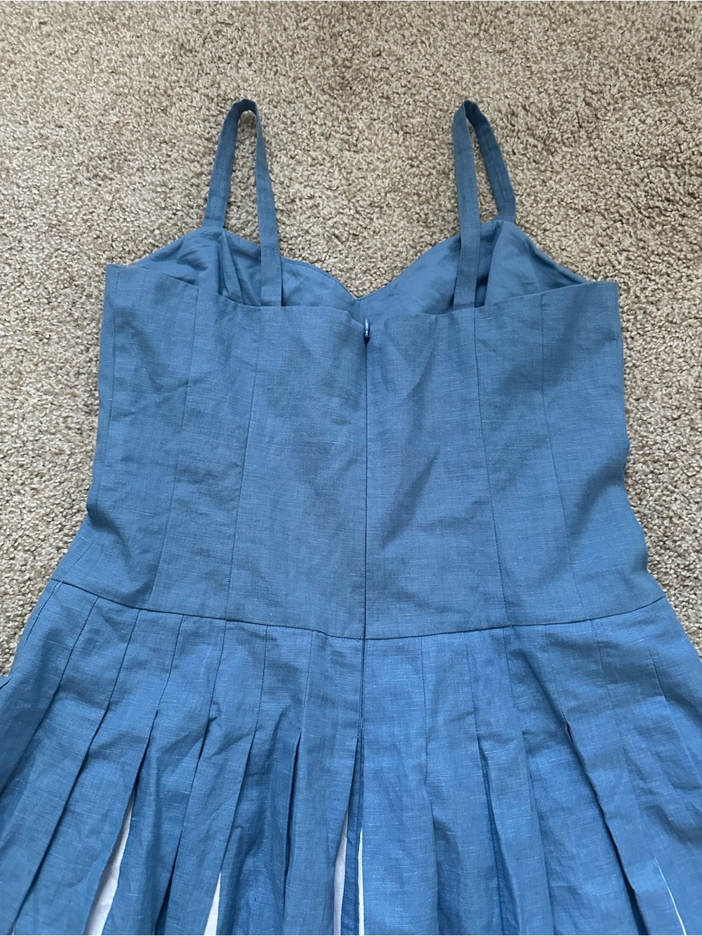 Boden Matilda Blue & White Pleated Linen Cotton Midi Dress Size M - Picture 8 of 10